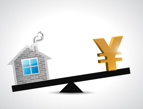 yen real estate balance industry illustration