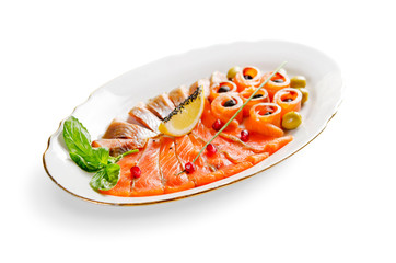 assorted fish on a white background