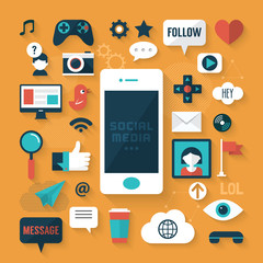 Flat modern design vector of social media icons