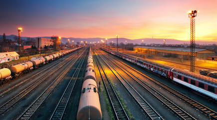 Cargo freight train railroad station © TTstudio