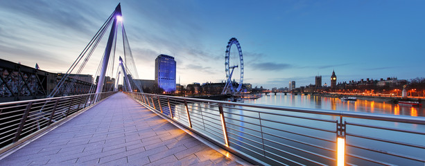 Plakat Londyn, panorama w nocy