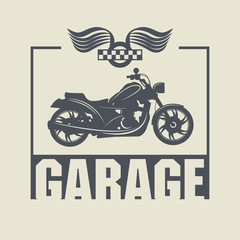 Obraz premium Vintage Motorcycle Garage label, vector