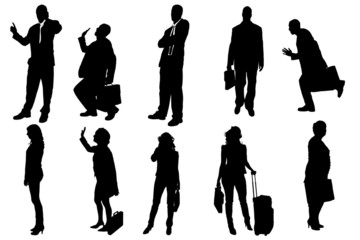 Vector silhouettes of business people.