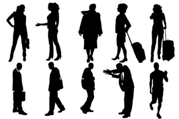 Vector silhouettes of business people.