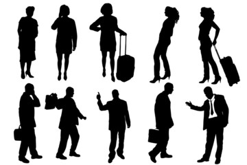 Vector silhouettes of business people.