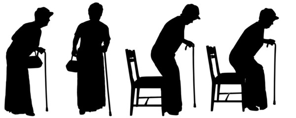 Vector silhouette of old people.