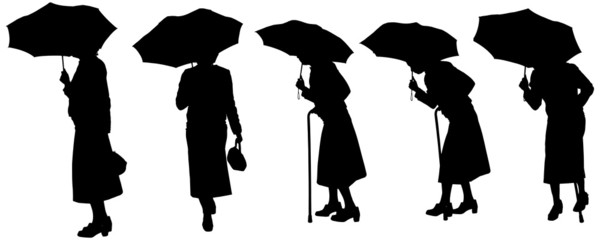 Vector silhouette of old people.
