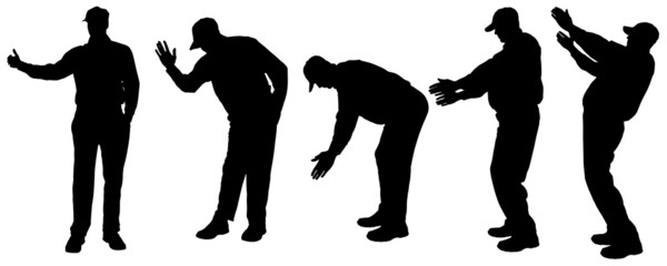 Vector silhouette of old people.