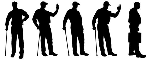 Vector silhouette of old people.