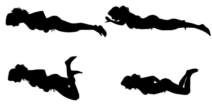 Vector silhouette of a people who swim.
