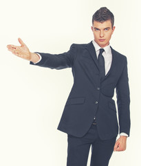 A young man in a suit