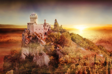 artistic view of San Marino tower: the Cesta or Fratta at sunset - 63475887