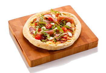 Pizza on cutting board