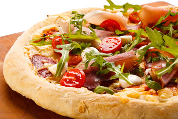Pizza on cutting board