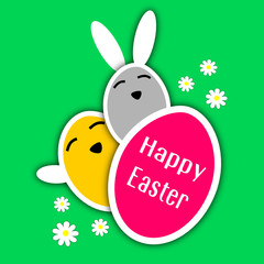 Immagine pasquale con uovo e conigli