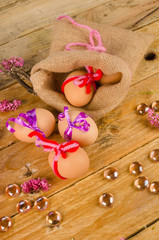 Sack with easter eggs