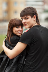 Fototapeta premium Happy young couple in love outdoor