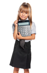 Little girl with calculator