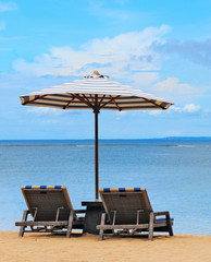 Loungers on the shores of the beach