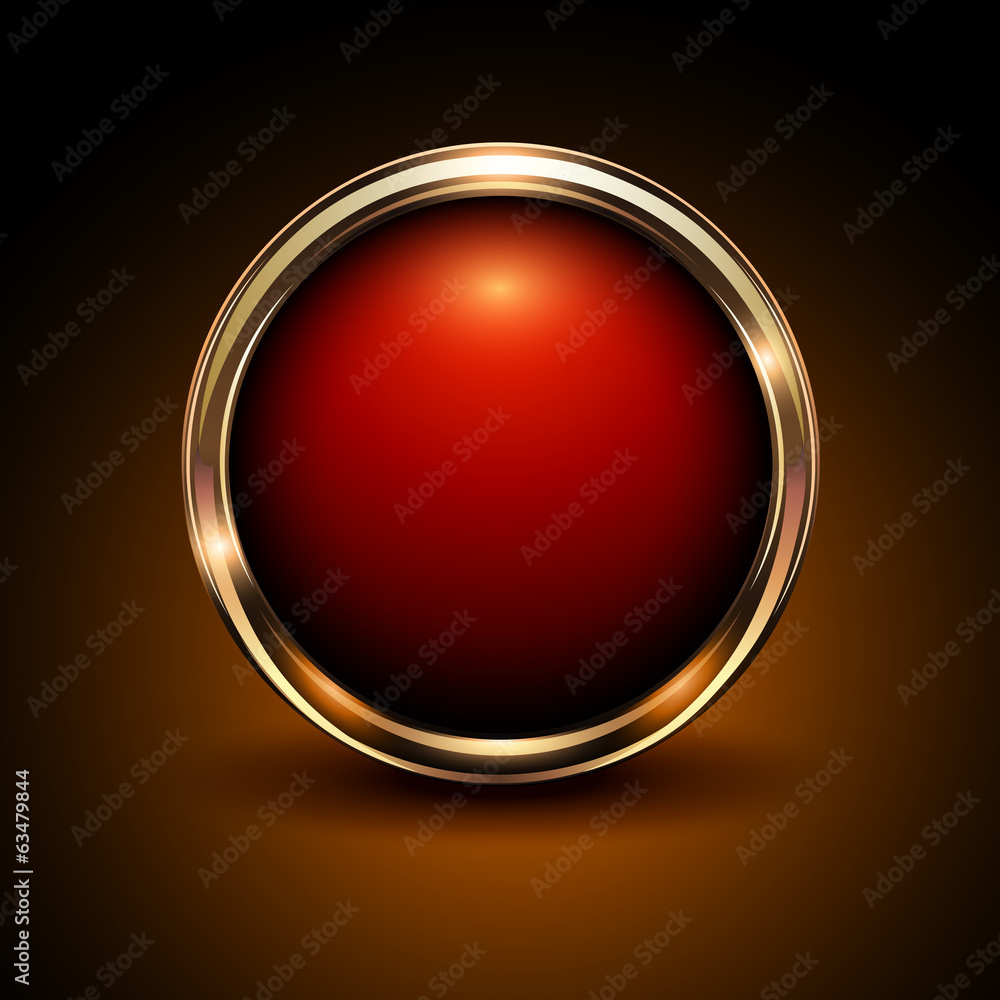 Poster shiny button red and gold glossy metallic