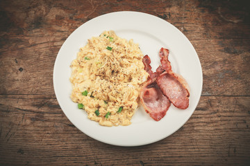 Bacon and scrambled eggs
