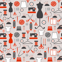 seamless pattern - Sewing and needlework icons