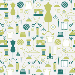 seamless pattern - Sewing and needlework icons
