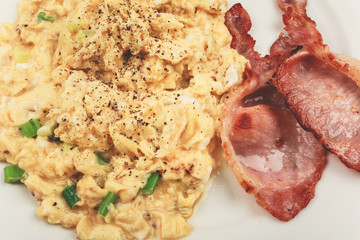 Bacon and scrambled eggs