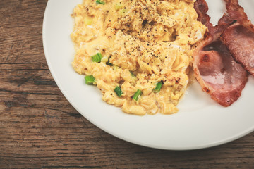 Bacon and scrambled eggs