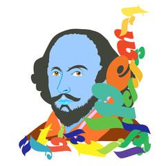 Illustration of William Shakespeare - obrazy, fototapety, plakaty