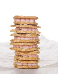 cookies with pink mousse , isolated