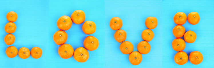 Ripe sweet tangerines, on color background
