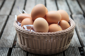 fresh eggs in basket