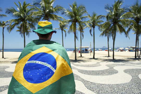 Proud Brazilian Wearing Flag Copacabana Rio de Janeiro