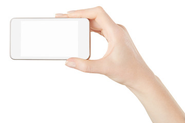 Smartphone in female hand isolated, clipping path