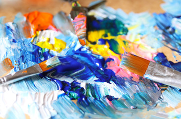 Obraz premium Closeup of brush and palette.