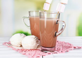 Hot chocolate with marshmallows, on light background