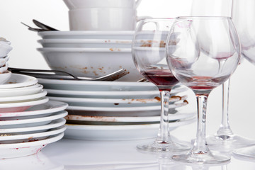 Dirty dishes close up © Africa Studio