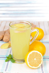 Healthy ginger tea with lemon and honey