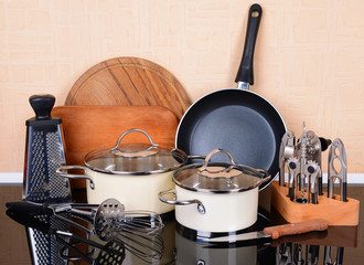 Kitchen tools on table in kitchen