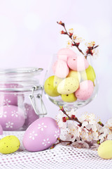 Composition with Easter eggs and blooming branches