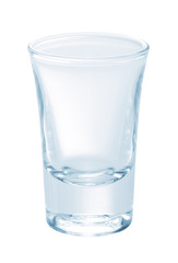 Glass of vodka isolated on white background.
