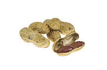 peanuts on the white background