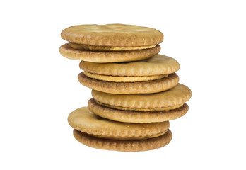sandwich crackers on white background