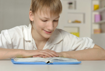 Fototapeta na wymiar boy reading a book