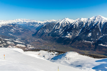 Obraz premium Ski resort Bad Gastein in winter snowy mountains, Austria
