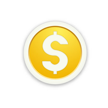 The glossy circle button with money icon
