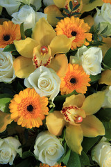 Cymbidium orchids, Gerberas and roses