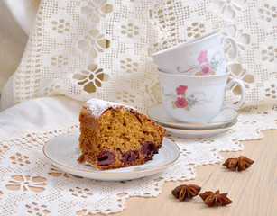 Fruitcake with cherries and anise