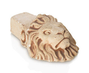 Bricks in the form of a lion on a white background